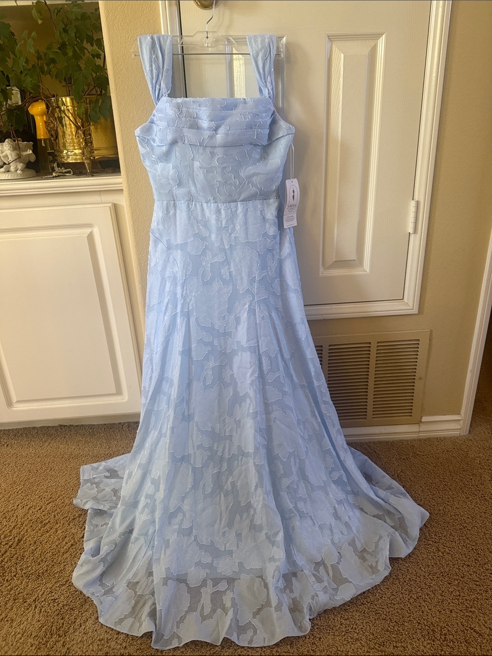 Light Blue Floral Lace Evening Gown Prom special occasion size 8